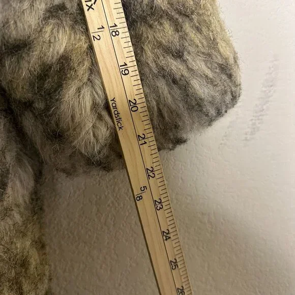 VTG H&M Faux Fur Coat Jacket Women 4 Grey Brown Mottled Pattern Outerwear Y2K - Picture 6 of 15